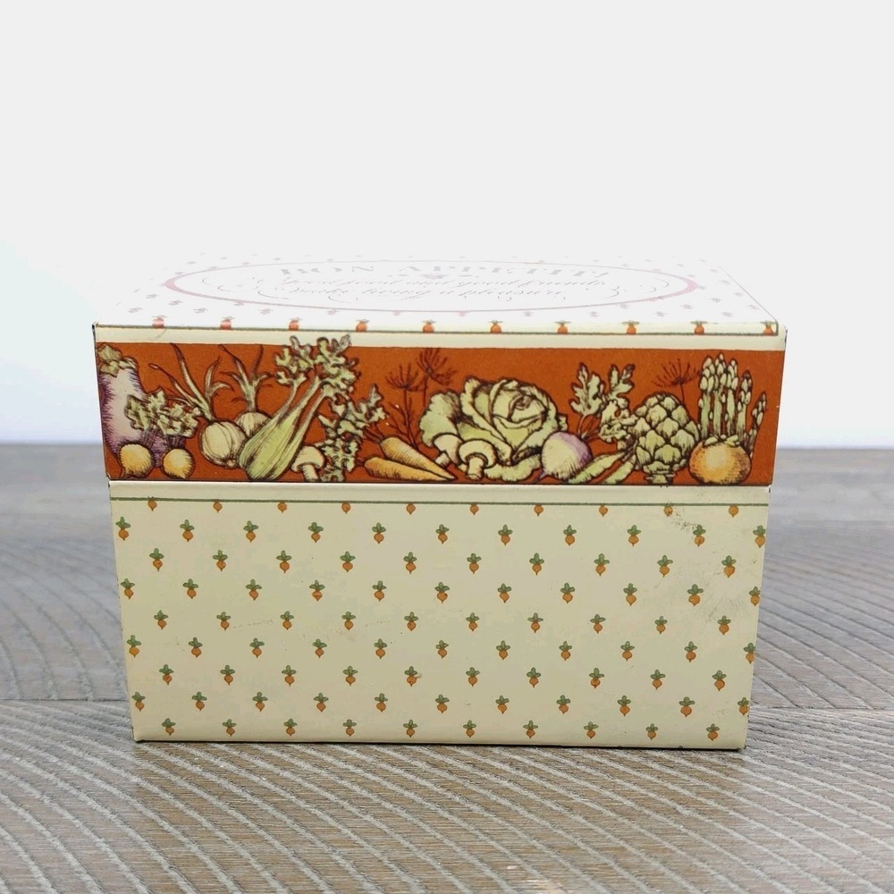 Hallmark Metal Recipe Box Bon Appetit Vegetable Print Radishes